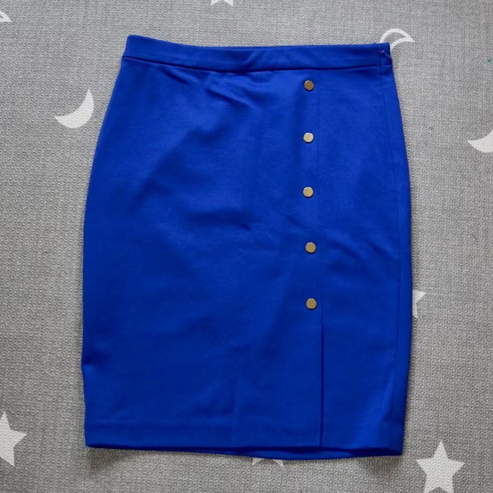 NWT The Limited Side Zip Pencil Skirt Solid Electric Blue Size 2